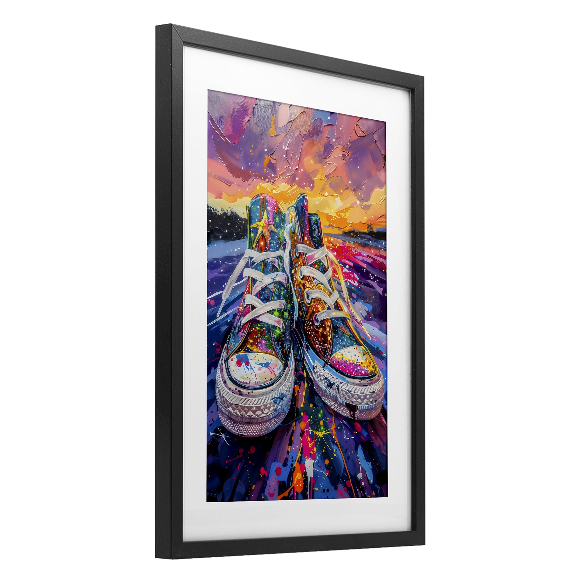Stupell Industries Vibrant Sneakers at Sunset Black Framed Print Under Glass, design by Creative Studio