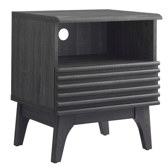 Modway Render Modern Particleboard Wood Nightstand - Charcoal Finish