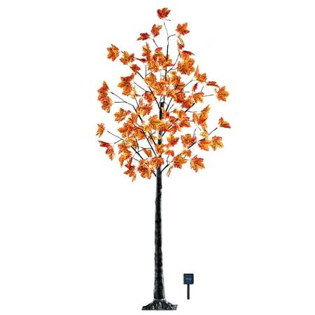 Lighted Solar Maple Tree Outdoor Fall Decoration Faux 5 Ft 11 Lighted Solar Maple Tree Outdoor Fall Decoration Faux 5 Ft 11 In