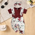 thumbnail image 2 of Qopobobo Baby Girl Clothes Newborn Newborn Baby Girl Summer Clothes Daisy Flying Sleeve Jumpsuit Romper Ruffle Infant Outfit Wine,12-18 Months, 2 of 9