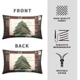 thumbnail image 3 of Merry Christmas Lumbar Pillow Covers 12x20 Set of 2 Red Classic Checkered Green Xmas Tree Throw Pillow Covers Holiday Pillowcase Rectangular Cushion Case for Couch Sofa, 3 of 6