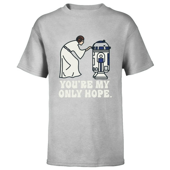 Star Wars Princess Leia R2-D2 You’re My Only Hope Retro - Short Sleeve T-Shirt for Kids - Customized-Athletic Heather