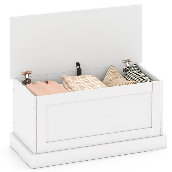 Gymax 35.5'' Storage Chest Lift Top Storage Box w/Safety Hydraulic Strut & Metal Hinges White