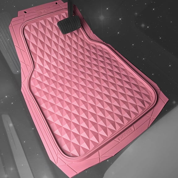 Heavy Duty Rubber Pink Car Floor Mats & Cargo Liners, Deep Dish All-Weather Trunk Mats  Anti-Slip 3D Rhombus Waterproof Trim to Fit Liner Universal Fit Auto,Sedan,SUV,Truck, Pink