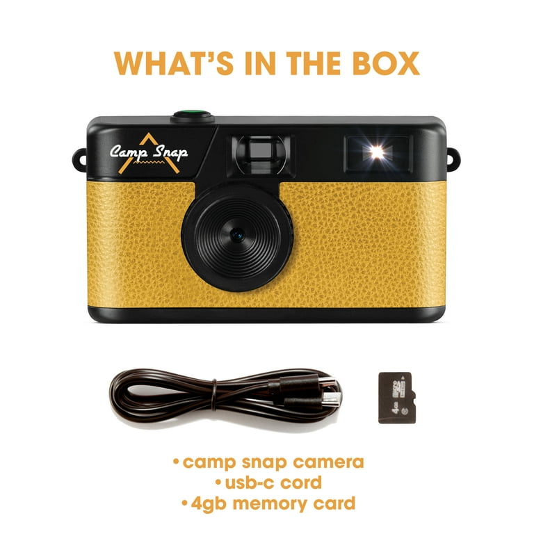 Camp Snap Digital Camera, Retro Design, 8MP, Sunbeam Yellow, Easy
