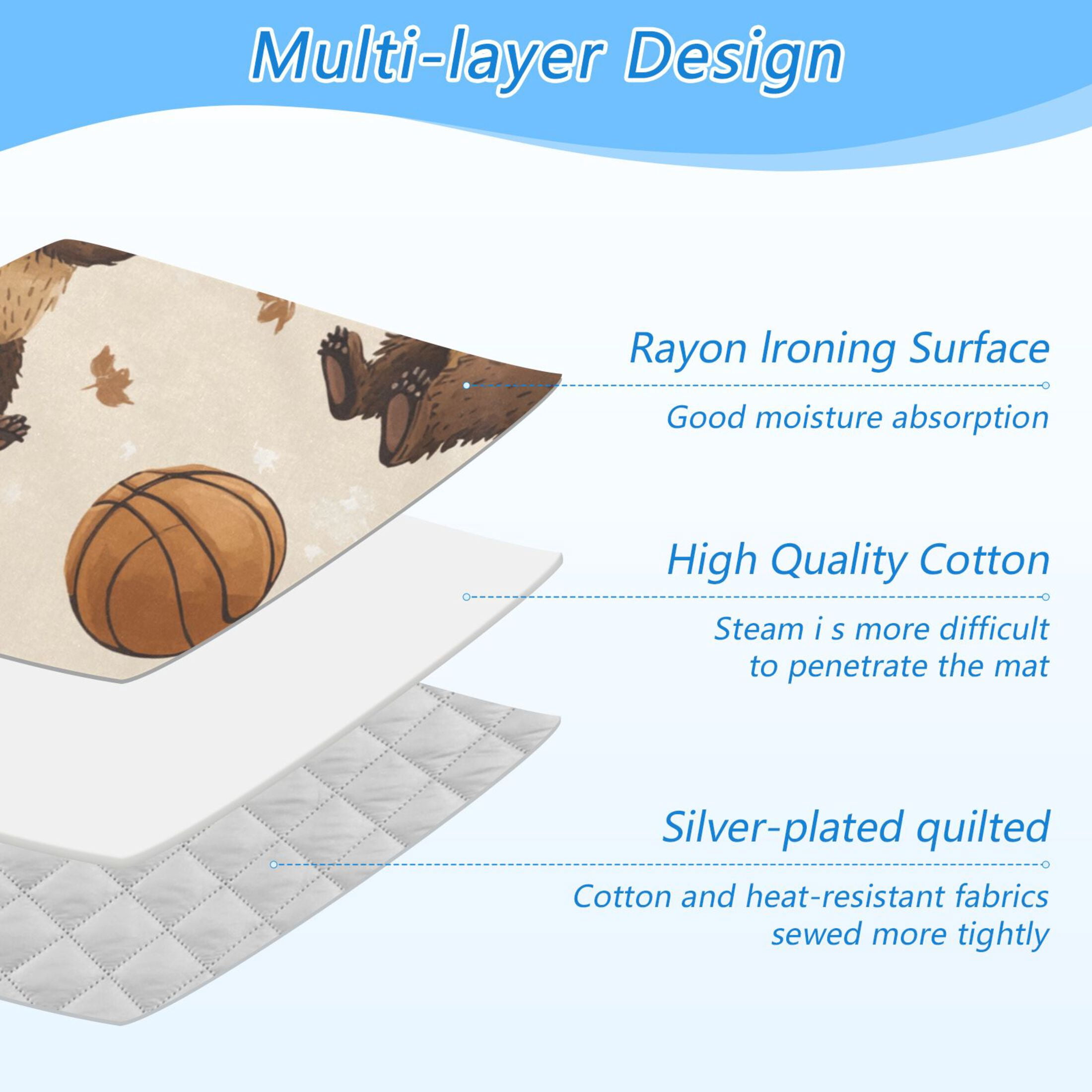 Brown Bears Play Basketball Leaves Ironing Mat Blanket Portable Travel Ironing Pad Heat Resistant Pad 47.2" x 27.6”