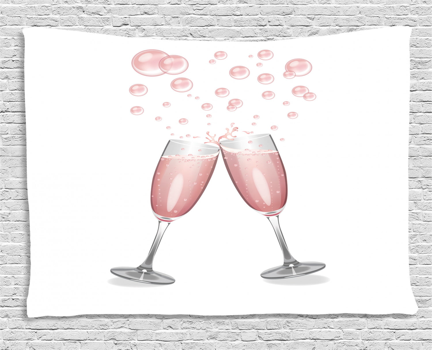 Champagne Tapestry, Clinking Glasses Blush Drink Celebration Themed Party Illustration, Wall Hanging for Bedroom Living Room Dorm 60W X 40L Inches, Blush Pale Grey, by Ambesonne - Walmart.com