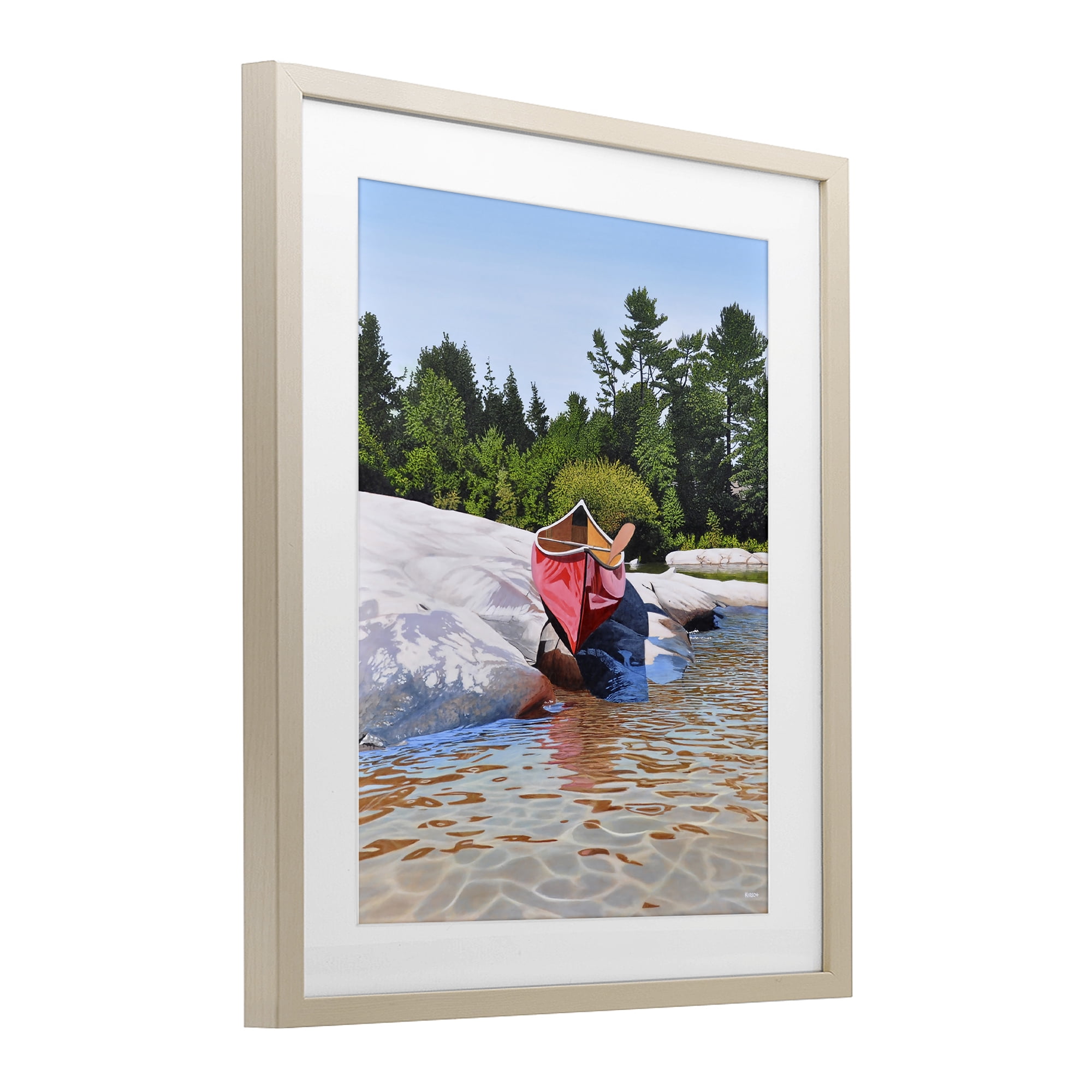 Stupell Industries Canoe at Water's Edge Birch Framed Print Under Glass, design by Kenneth M Kirsch