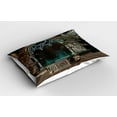 thumbnail image 2 of Ambesonne Gothic Pillow Sham 2 Pack, Old Gateway to Forest, 26"x20", Grey Teal, 2 of 3