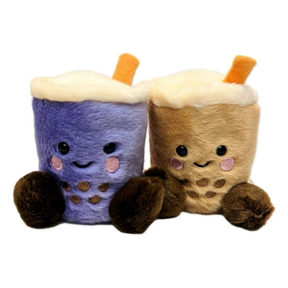Set of 2 TART TARO BOBA & MILKY TEA BOBA Palm Pals 5" Stuffed Plush, Aurora