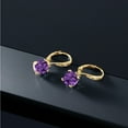 thumbnail image 6 of Gem Stone King 18K Yellow Gold Plated Silver Purple Amethyst and White Diamond Earrings for Women (2.81 Cttw, Gemstone February Birthstone, Cushion 7MM), 6 of 6