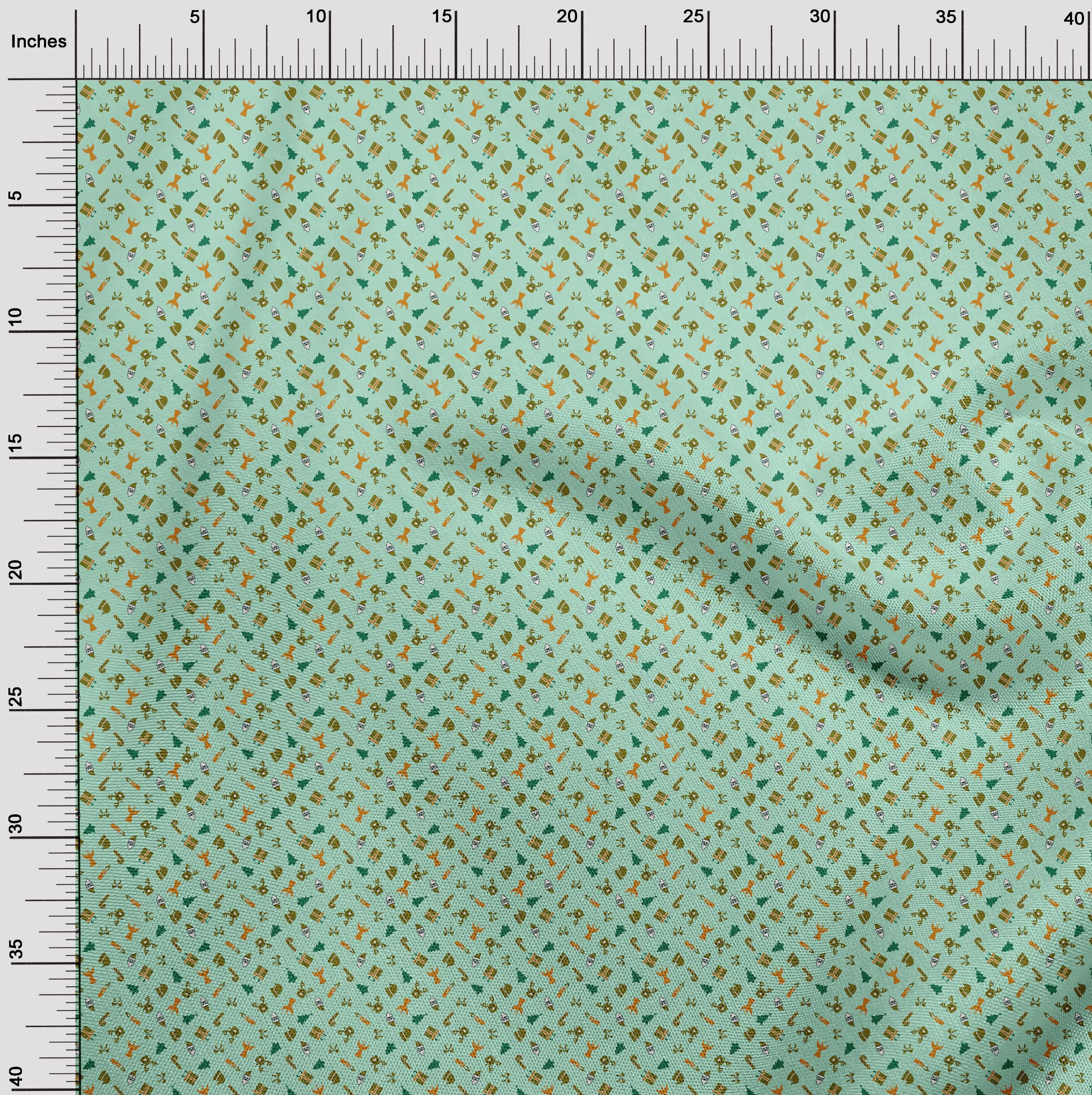 oneOone Cotton Poplin Light Mint Green Fabric Christmas Dress Material Fabric Print Fabric By The Yard 42 Inch Wide