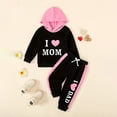 thumbnail image 2 of Mercatoo 2 Piece Baby Girls Clothes Sets I Love Mom Hoodie Sweatshirt Sweatpants Pants Sets Toddler Fall Winter Outfit Sets, 2 of 9