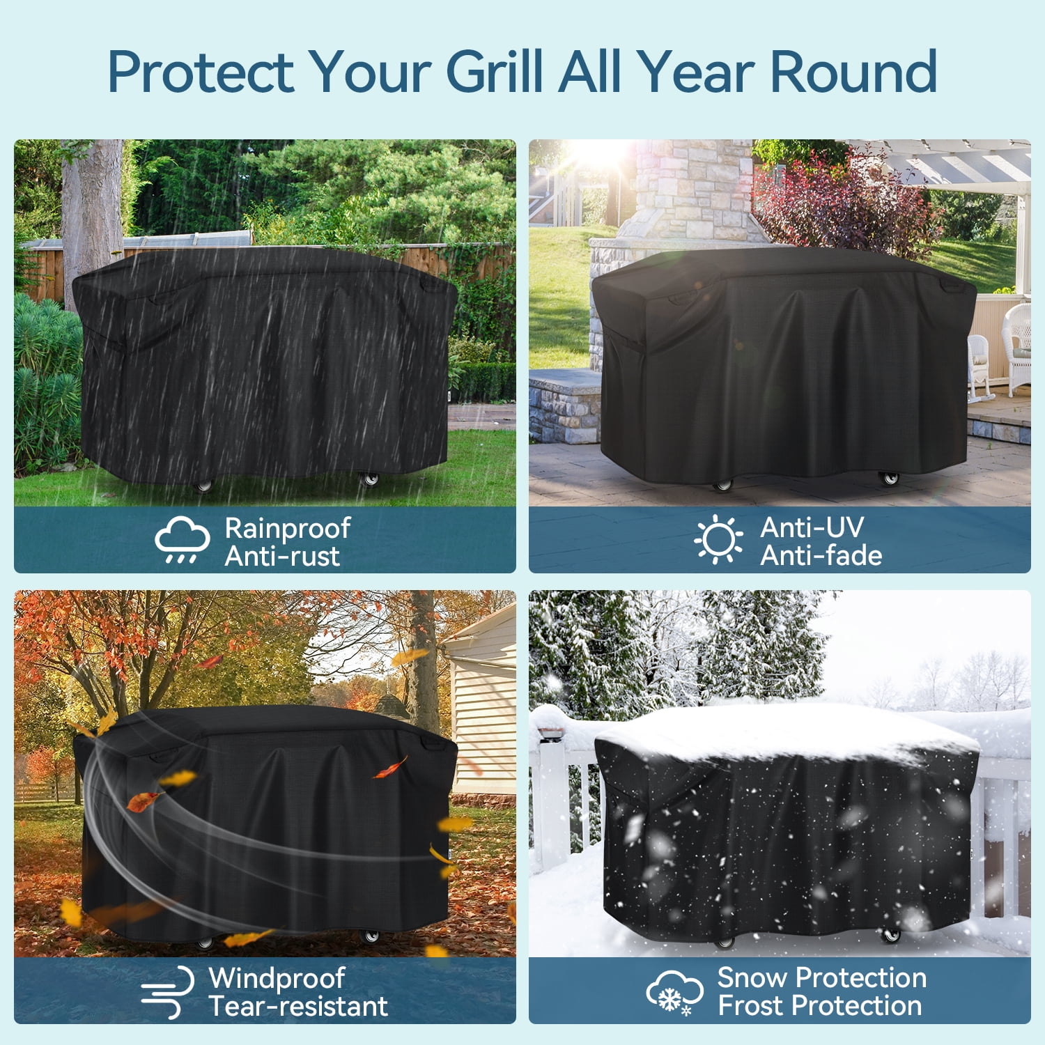 Adiqo 36 Inch Griddle Cover for Cooking Station with Hood, UV-Resistant Waterproof Outdoor Flat Top Grill Cover