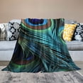 thumbnail image 2 of Pratyus Peacock Feathers Soft Cozy Printed Blanket & Throw for All Seasons - Excellent Hand Feel Lightweight Anti-Wrinkle Flannel Blanket Gifts 60x80in, 2 of 6
