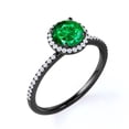 thumbnail image 3 of JeenMata Anillo de Bodas de Tres Diamantes y Moissanita de Corte Redondo Clásico de 1,5 Quilates Engastado en Oro Rosa de 10 K, 3 of 6