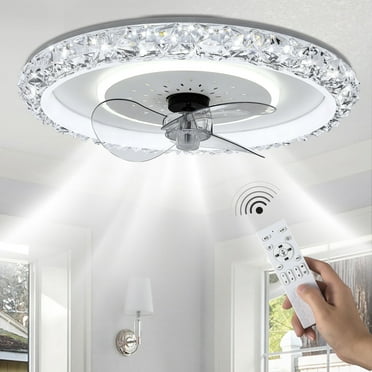 Dextrus Ceiling Fan with Lights, App Control and Timer, Ultra-Quiet 6-Speed Operation, Modern Flush Mount Design for Year-Round Comfort, Perfect for Bedroom, Living Room, Kitchen - Crystal White