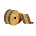 thumbnail image 1 of Vickerman Q180785 2.5 in. x 10 Yards Red &amp; Green Striped Dupioni Ribbon, 1 of 1