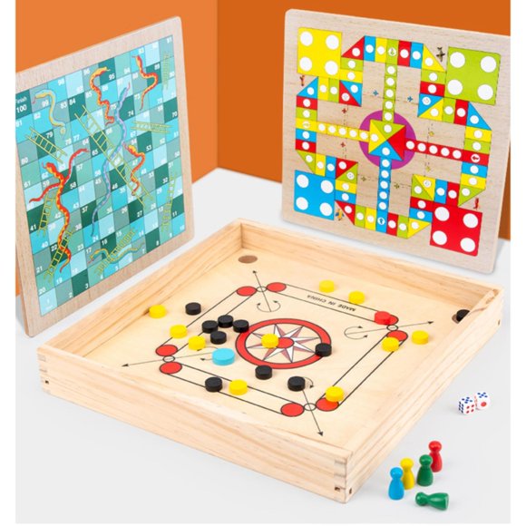 HUASHENG Classic Wooden Percussion Boards Educational Toys Funny Party Games For Adults And Children ( Chess And Flying Chess Included)