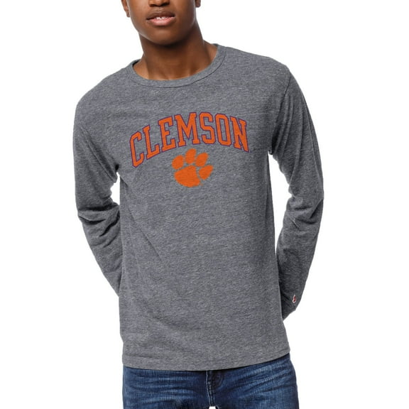 Men's League Collegiate Wear Heather Gray Clemson Tigers 1965 Victory Falls Long Sleeve Tri-Blend T-Shirt