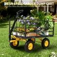 thumbnail image 2 of Heavy Duty 1500 Lbs Capacity Mesh Steel Garden Cart Folding Utility Wagon with Removable Sides, Garden Cart on Wheels for Gardening Soil, Tools, 2 of 15