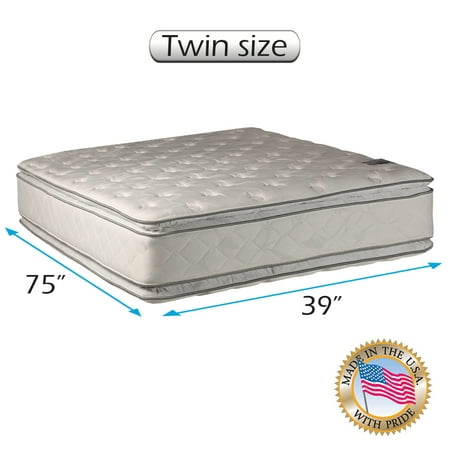 Dream Solutions USA Brand Two-Sided PillowTop Gentle Plush Twin Mattress Only with Mattress Cover Protector Included - Fully Assembled, Good for your back, Orthopedic, Long Lasting