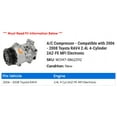 thumbnail image 2 of A/C Compressor - Compatible with 2006 - 2008 Toyota RAV4 2.4L 4-Cylinder 2AZ-FE MFI Electronic 2007, 2 of 2