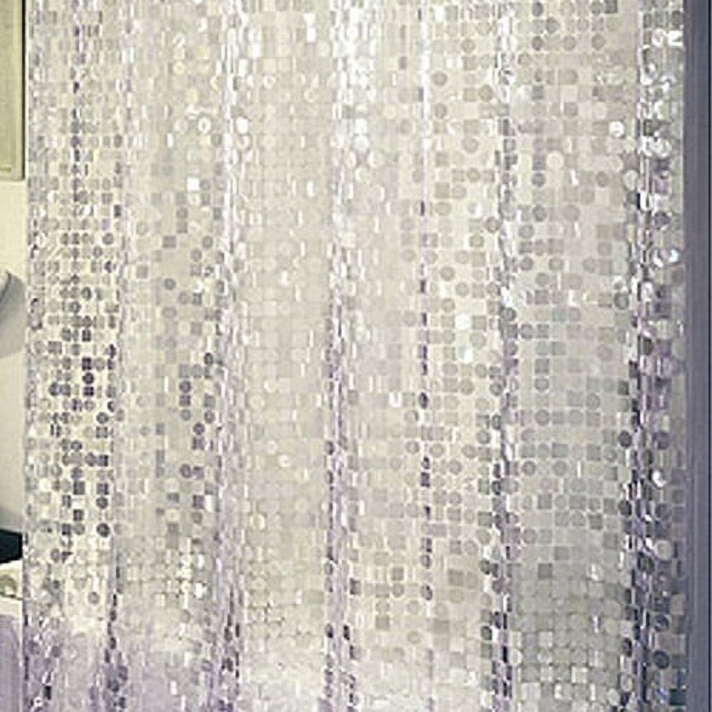 Excell Disco Vinyl Shower Curtain, Silver, 70x71 - image 3 of 3