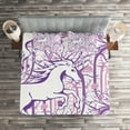 thumbnail image 2 of Ambesonne Unicorn Quilted Coverlet 3 Pcs, Magic Forest, King Size, Purple, 2 of 2