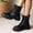 #075-Black, variant on Wowcloth Ankle Boots for Women – Casual Comfort Round Toe Lace-Up & Side Zipper British-Inspired Chunky Mid Heel Footwear