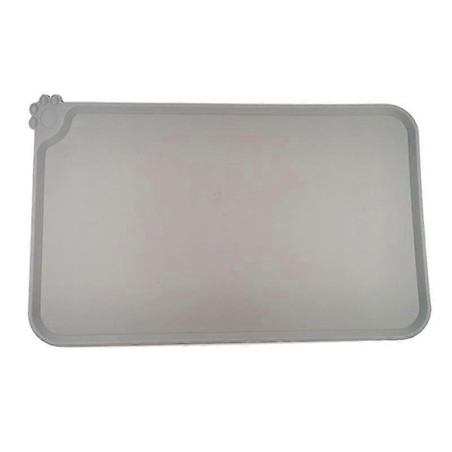 Silicone Pet Pad Waterproof Stain Resistant Food Eating Table Mat for Baby Kids Children Grey Paws Big