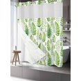 thumbnail image 3 of No Hook Shower Curtain with Snap-in Liner, Spring Leaves Waterproof Fabric Bathroom Curtains, Pastoral Garden Botanical Watercolor Bath Curtains & Mesh Top Window 66"x72", 3 of 9