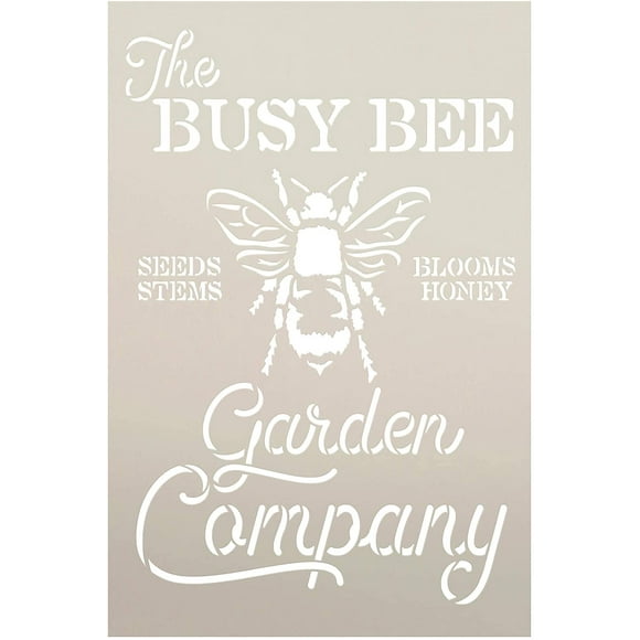 Busy Bee Garden Stencil - DIY Spring Farmhouse Kitchen Home Decor - Seeds, Stems, Blooms, Honey Craft - Paint Wood Signs with Reusable Mylar Template - Select Size 8 x 12 inch