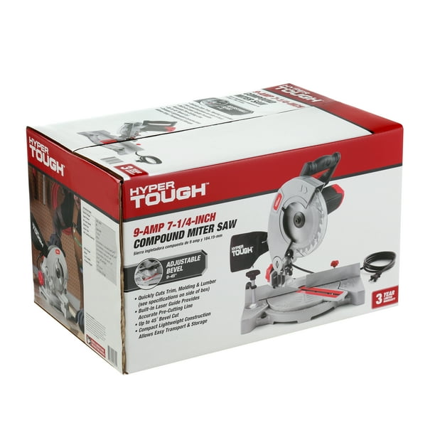Hyper Tough 7-1/4 Inch 9 Amp Compound Miter Saw, Corded, New