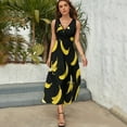 thumbnail image 3 of Bananas On Black Background Womens Night Club Maxi Dress V Neck Sleeveless Bohemia Long Dresses, 3 of 9