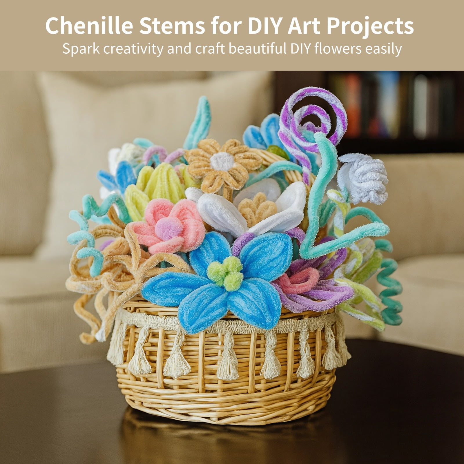 600 Pcs Chenille Stems, 11.8 in Macaron Color Craft Pipe Cleaners Set, Fuzzy Sticks for DIY Art Projects, Decorations, Crafting, Embellishments, and Pipe Cleaner Flower Kit