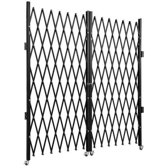 Steel Accordion Security Gate, 7.1 Feet Tall x 12.5 Feet Wide, Double Folding Scissor Door with 360° Rolling Barricade & Locking Keys