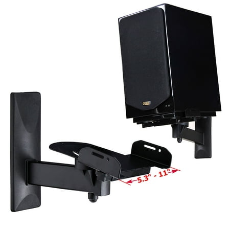 VideoSecu 2 Packs Heavy Duty Tilt Speaker Wall Mount for Large Surround Sound Bookshelf Speaker Side Clamp Bracket