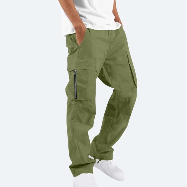 ESSSUT Pantalon Cargo Décontracté pour Hommes avec Multiples Poches, Vert Armée, P