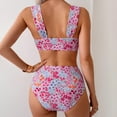 thumbnail image 7 of Wamejoo Women's High Waisted Bikini Sets Wide Straps Two Piece Swimsuit Floral Print Bathing Suits (Hot Pink, XL), 7 of 7