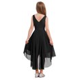 thumbnail image 4 of Linjinx Kids Girls Sleeveless V Neck Junior Bridesmaid Dresses Asymmetrical Hem Chiffon Birthday Black 16, 4 of 7