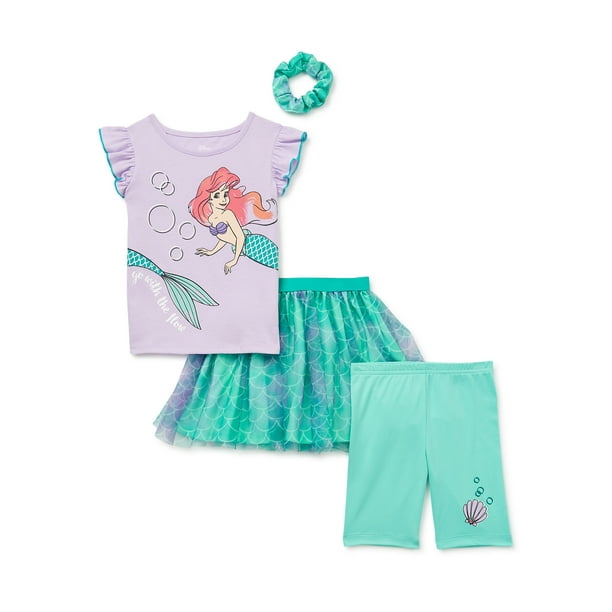 Disney Little Mermaid Infant Ariel Baby Toddler Outfit Peach Shirt