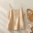 thumbnail image 5 of Garbnen Linen Tank Top Women Spaghetti Strap Sleeveless Womens Camisole Summer Beach Vacation Crew Neck Women Tunics, 5 of 7