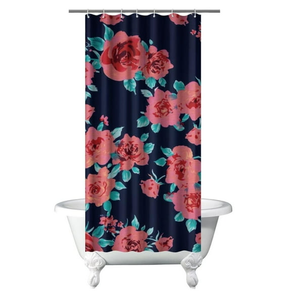 Waterproof Pioneer Shower Curtain 36x72 Inch Polyester Unique Colorful Floral Shower Curtain for Bathroom Hotel Home Decor with 7 Plastic Hooks