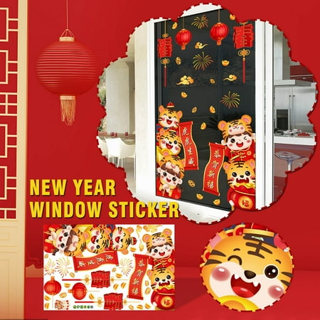 

Tigers Sticker Decoration The Chinese Opener 2022 Glass Sticker Year Of Year Wall Sticker