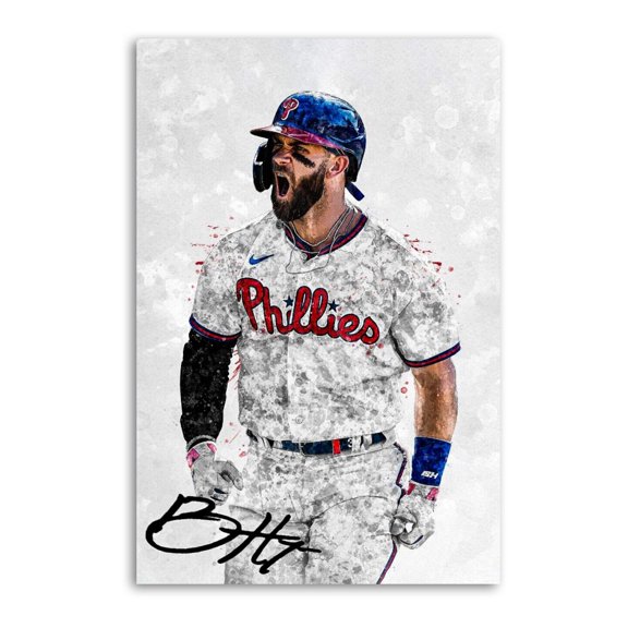 Bryce Harper Signed Poster Artworks Canvas Poster Room Aesthetic Wall Art Prints Home Modern Decor Gifts 16x24inch(40x60cm)