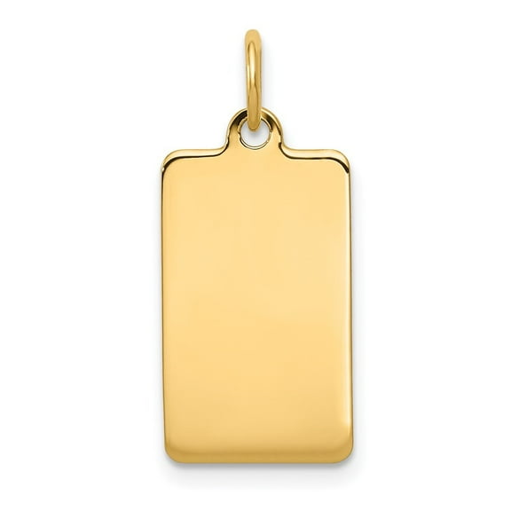 Auriga 14K Yellow Gold Plain .011 Gauge Rectangular Engravable Disc Charm for Women (L-23mm, W-11mm)