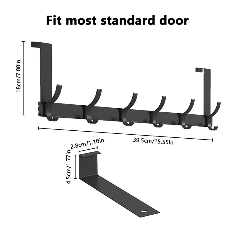 BUSATIA Over-the-Door Hook Rack, Black, 6 Dual Hooks photo 2