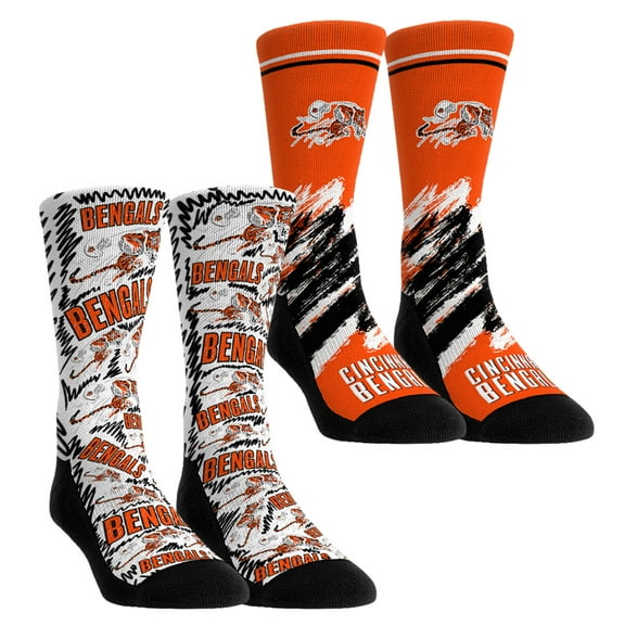 Unisex Rock Em Socks Cincinnati Bengals Throwback Two-Pack Crew Socks Set