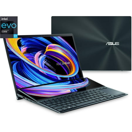 ASUS ZenBook Duo 14" FHD Touchscreen Laptop, Intel Core i7-1165G7, 8GB RAM, 512GB SSD, Windows 10 Home, Celestial Blue, UX482EA-DS71T